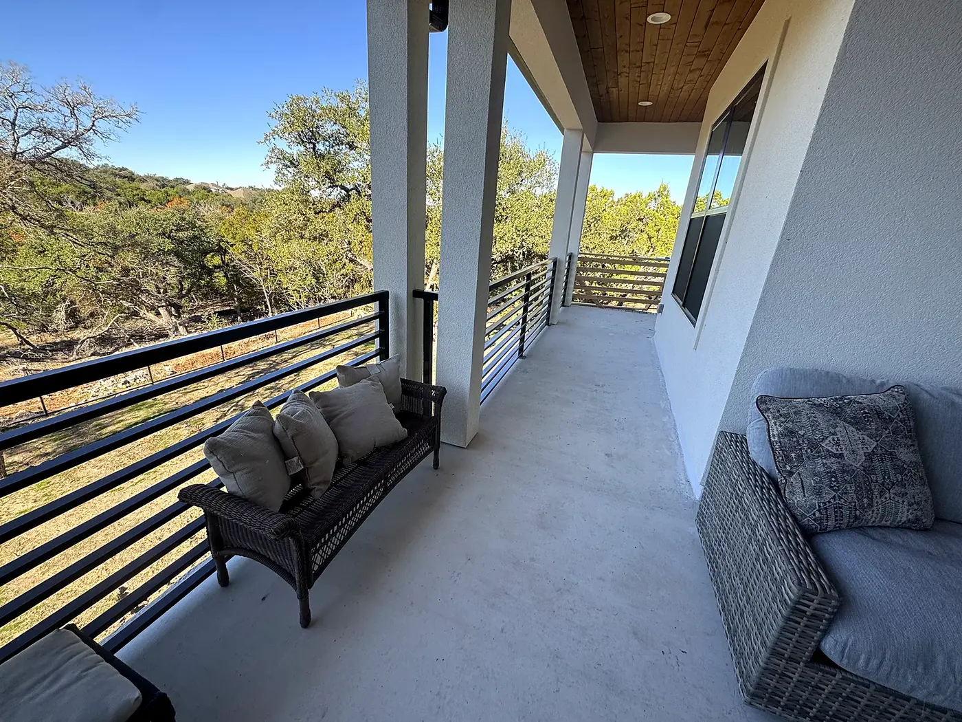 Horizontal porch railing built by JT Custom Fab